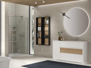 RIVA 05 - Floor-standing wooden vanity unit with integrated washbasin with mirror by Gruppo Geromin - view 2